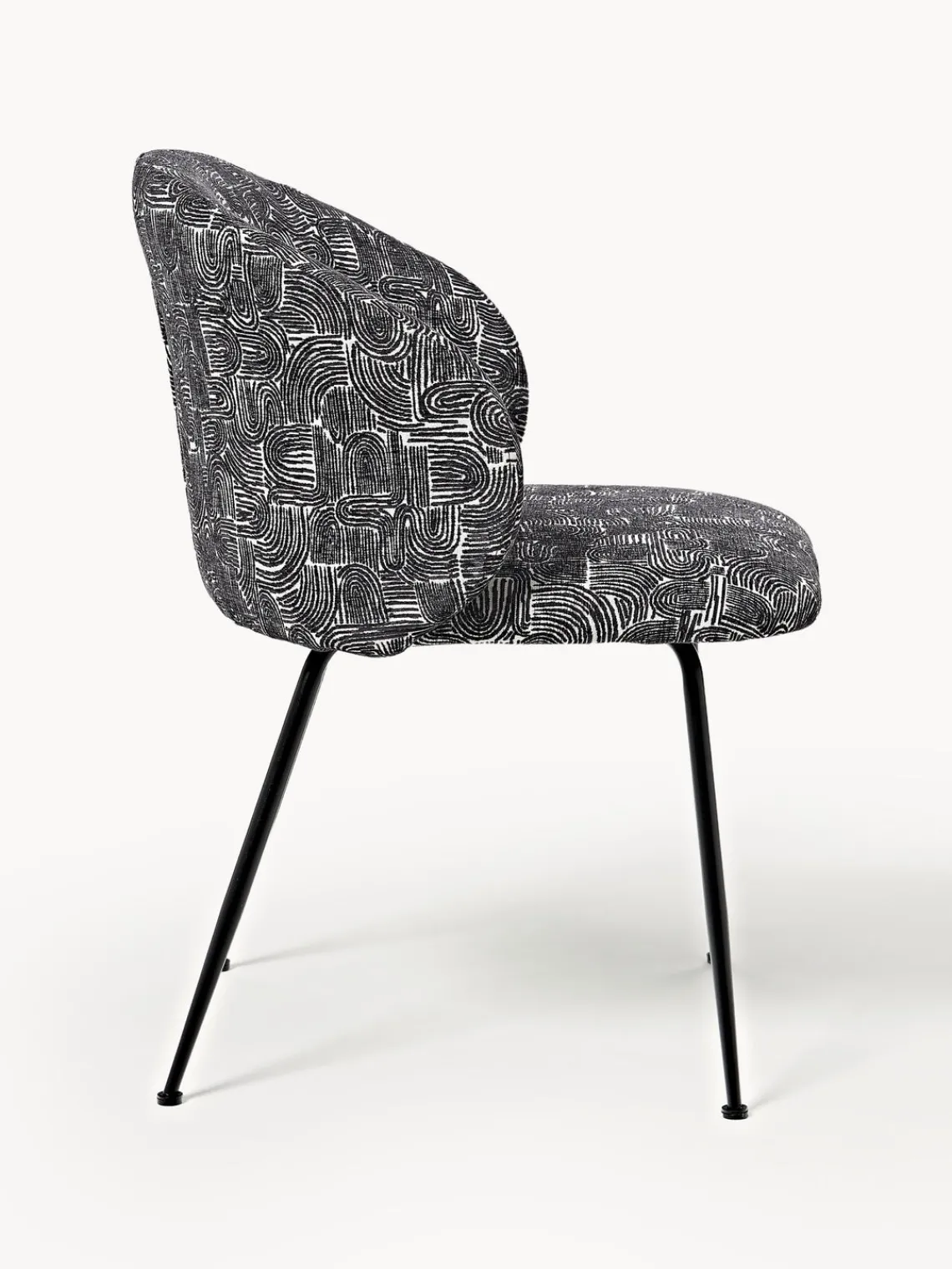 Sillas>Westwing Collection Sillas tapizadas Luisa, 2 uds. Tejido negro/beige, negro mate