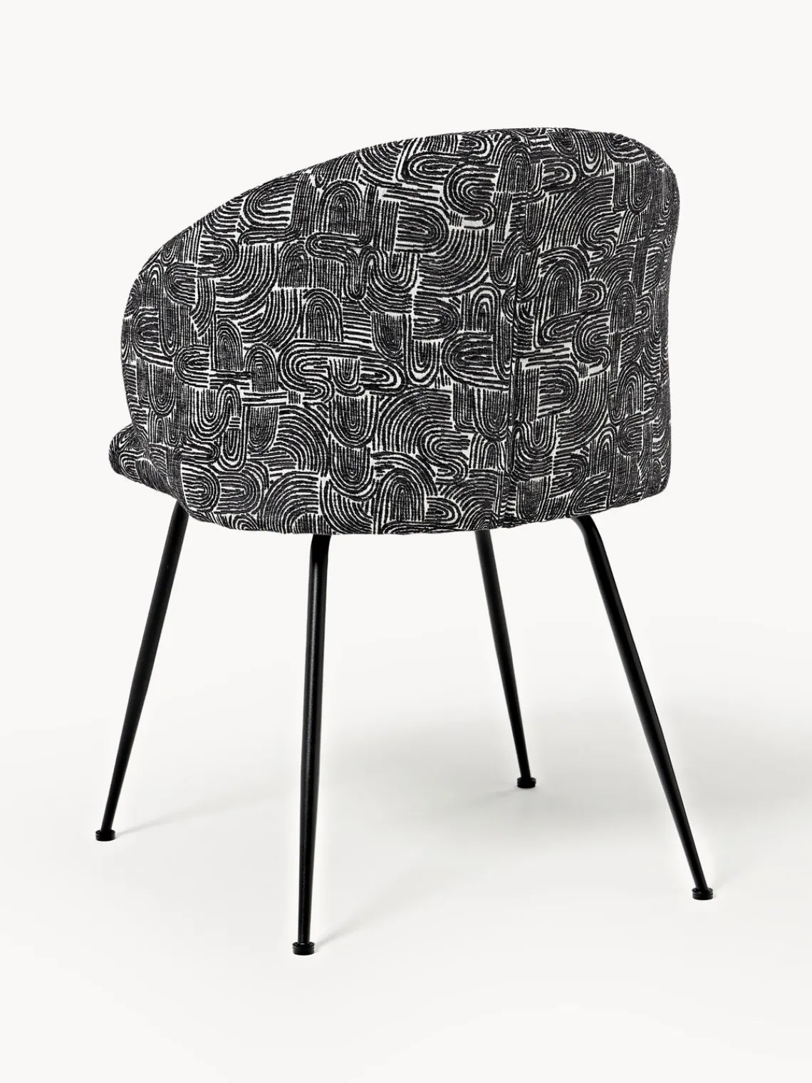 Sillas>Westwing Collection Sillas tapizadas Luisa, 2 uds. Tejido negro/beige, negro mate