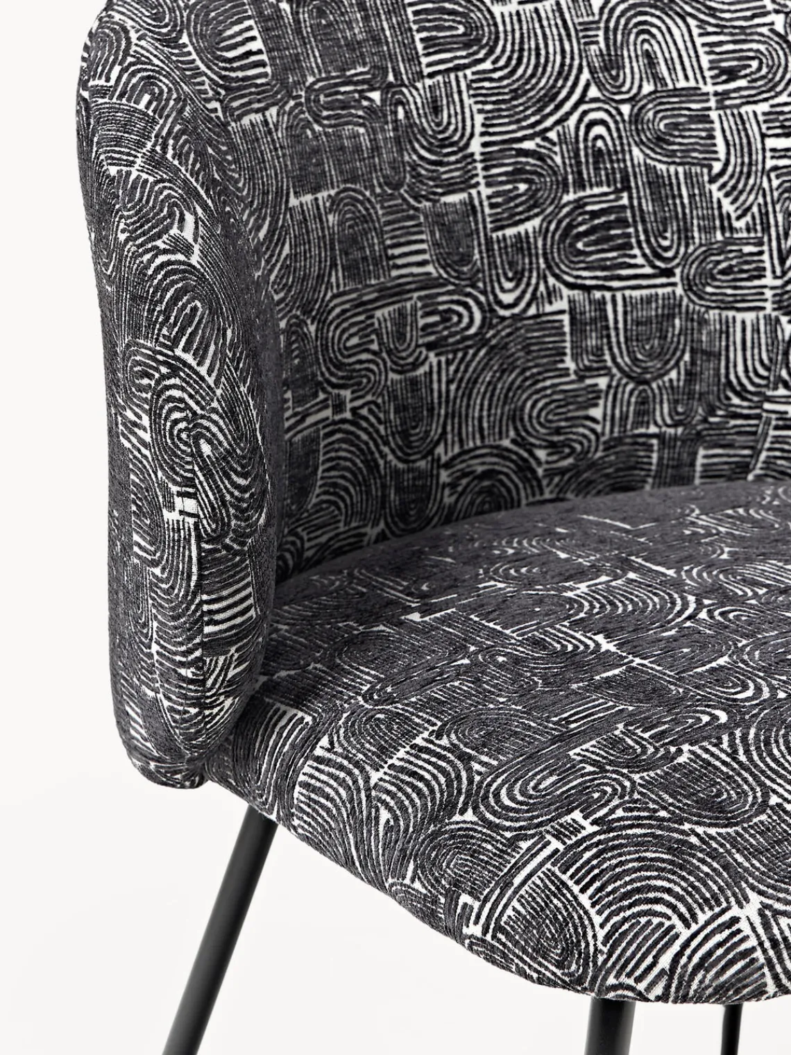 Sillas>Westwing Collection Sillas tapizadas Luisa, 2 uds. Tejido negro/beige, negro mate