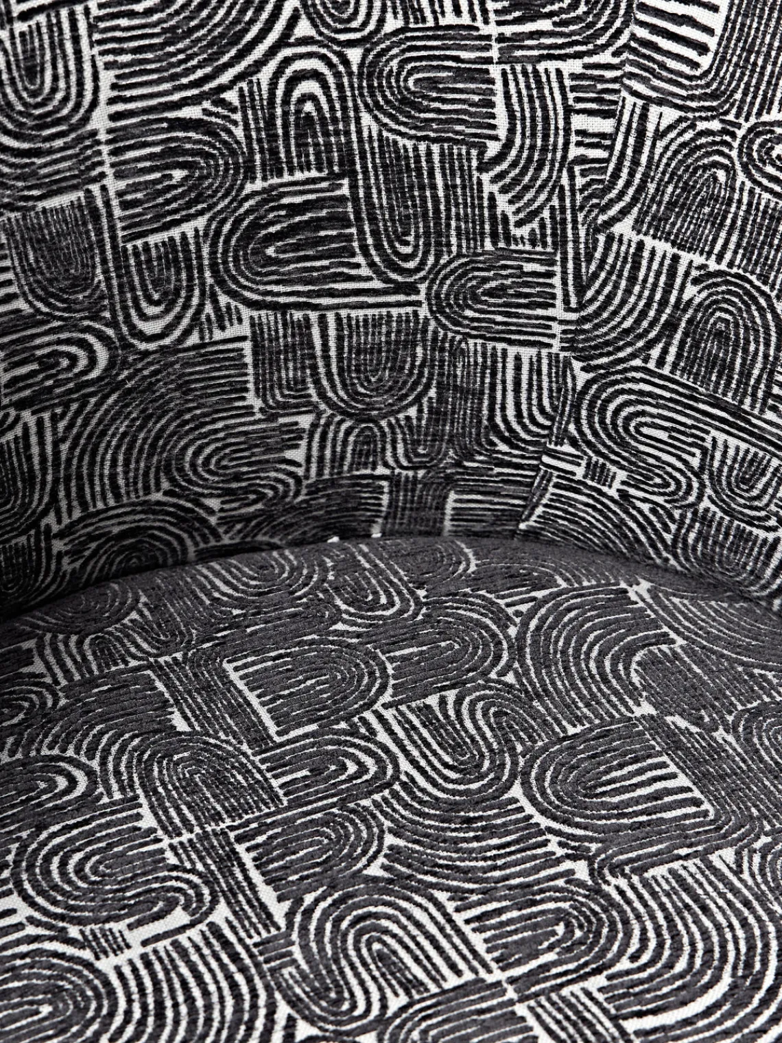 Sillas>Westwing Collection Sillas tapizadas Luisa, 2 uds. Tejido negro/beige, negro mate