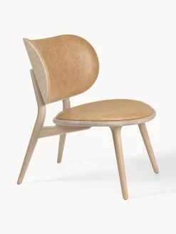 Sillones Pequeños|Sillones>Mater Sillón artesanal de cuero y madera Rocker Cuero beige, madera de roble clara