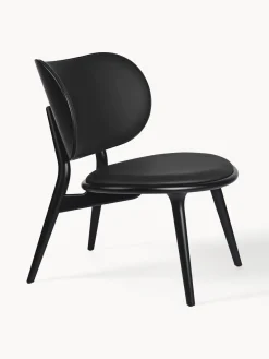 Sillones Pequeños|Sillones>Mater Sillón artesanal de cuero y madera Rocker Cuero negro, negro