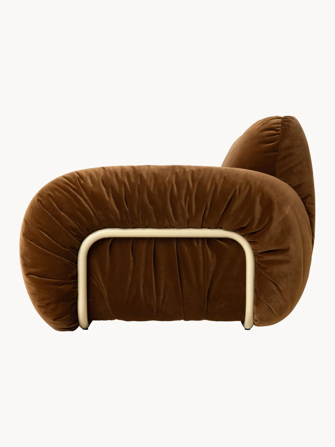 Sillones Pequeños|Sillones>HKLIVING Sillón artesanal de terciopelo Arc Terciopelo marrón, blanco crema