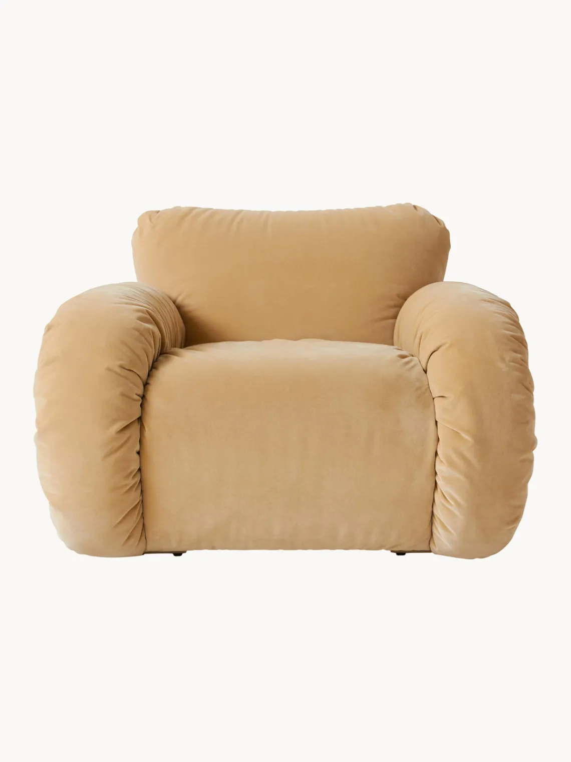 Sillones Pequeños|Sillones>HKLIVING Sillón artesanal de terciopelo Arc Terciopelo beige claro, blanco crema