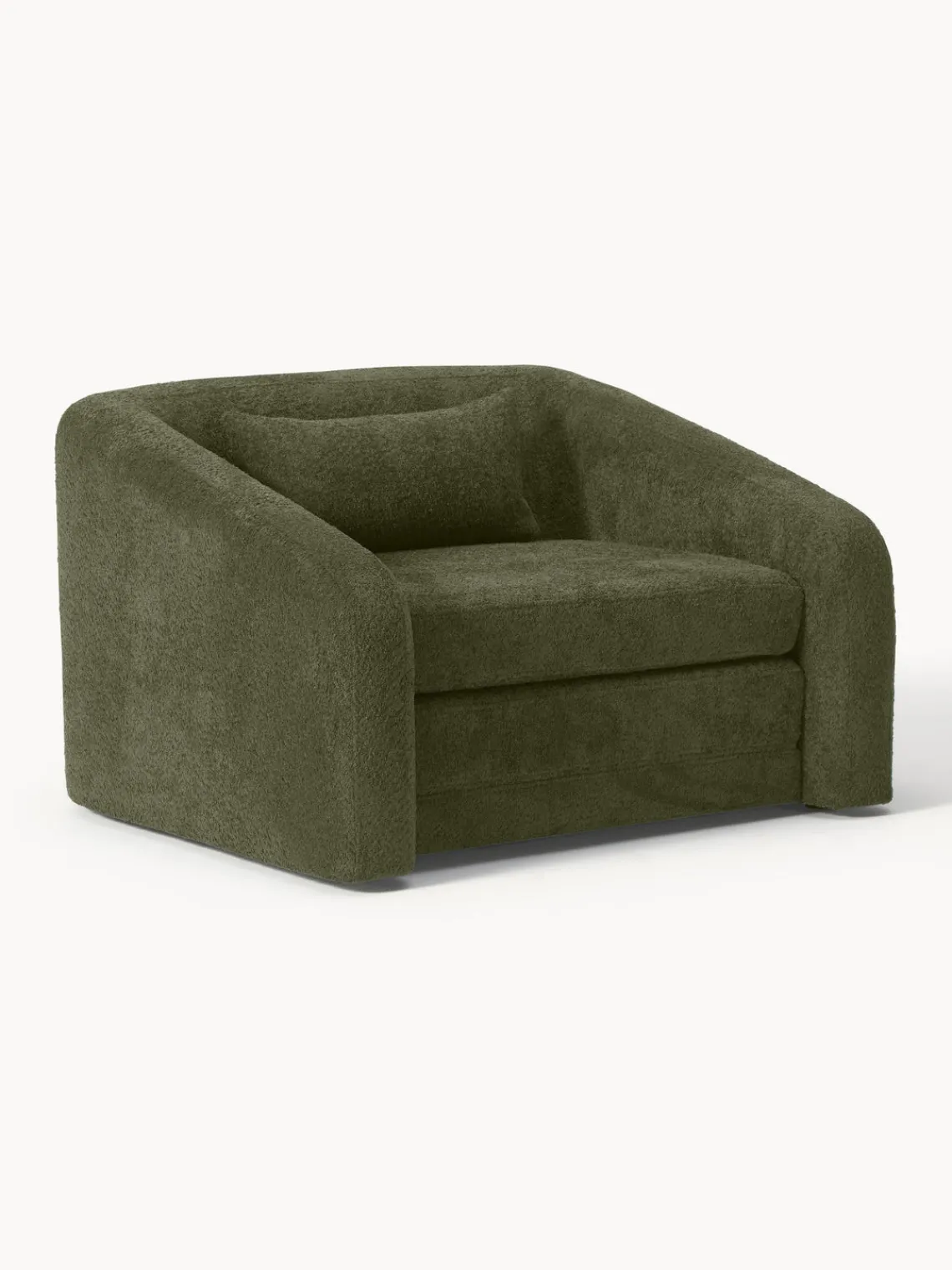 Sillones Cama|Sillones>Westwing Collection Sillón cama de borreguillo bouclé Eliot Borreguillo bouclé verde oscuro