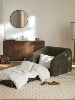 Sillones Cama|Sillones>Westwing Collection Sillón cama de borreguillo bouclé Eliot Borreguillo bouclé verde oscuro