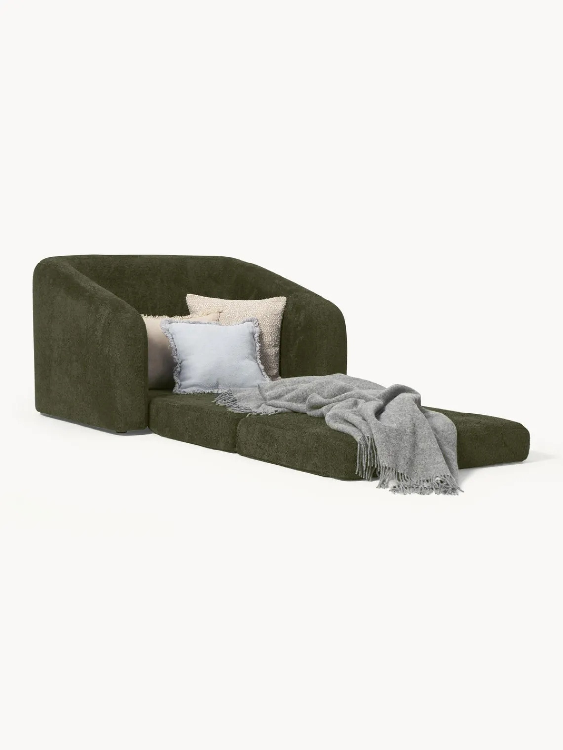 Sillones Cama|Sillones>Westwing Collection Sillón cama de borreguillo bouclé Eliot Borreguillo bouclé verde oscuro