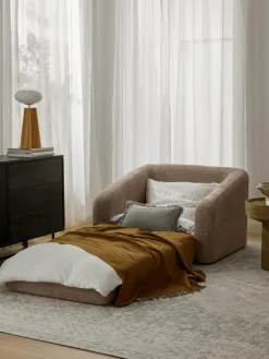 Sillones Cama|Sillones>Westwing Collection Sillón cama de borreguillo bouclé Eliot Borreguillo bouclé beige