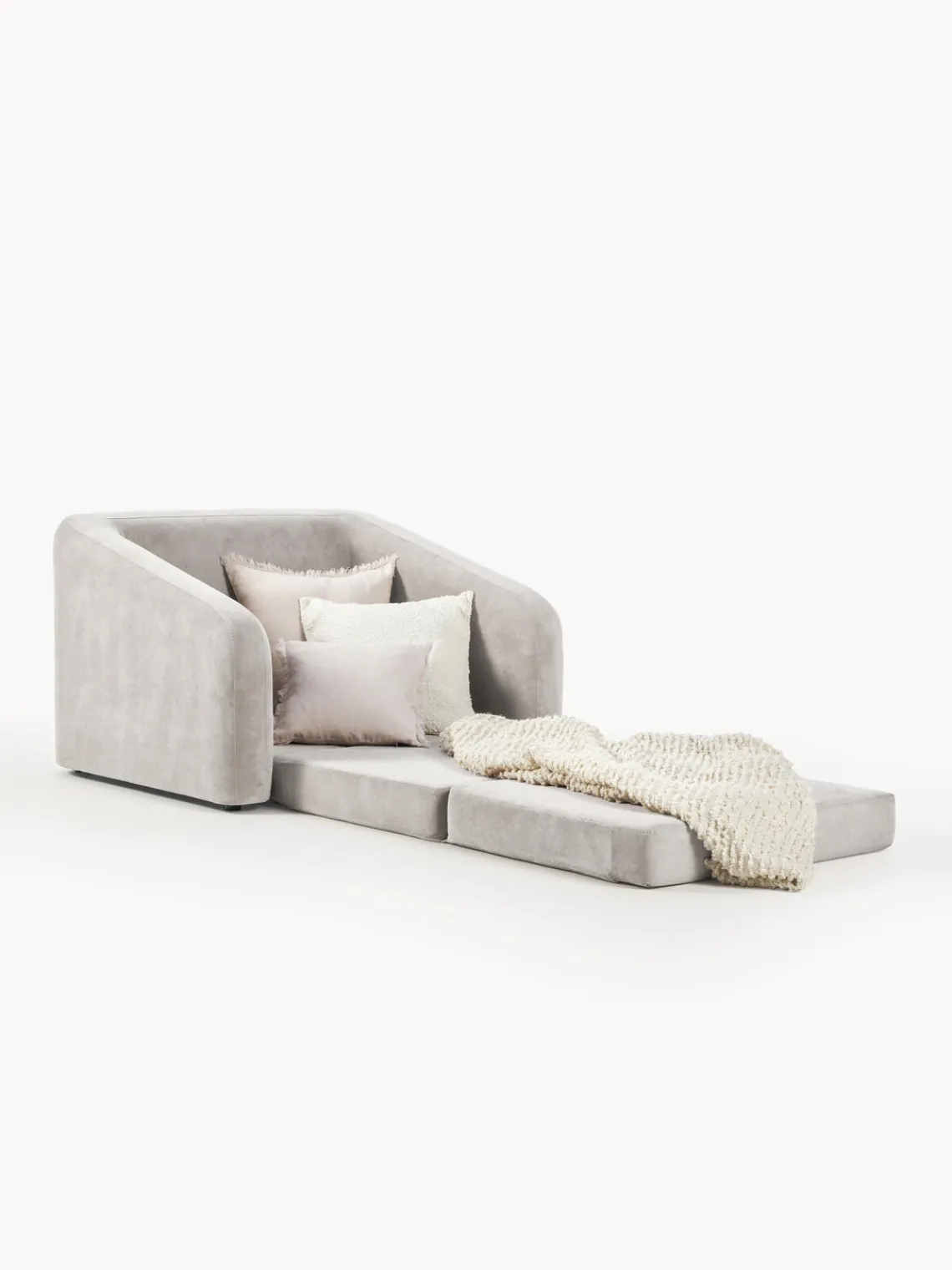 Sillones Cama|Sillones>Westwing Collection Sillón cama Eliot Tejido aterciopelado gris claro