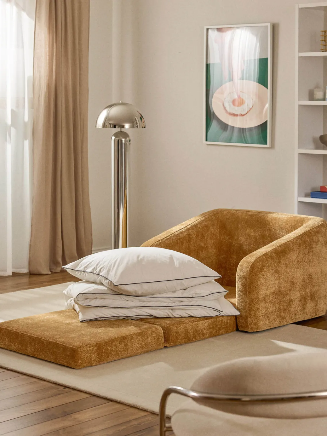 Sillones Cama|Sillones>Westwing Collection Sillón cama Eliot Tejido mostaza, suave