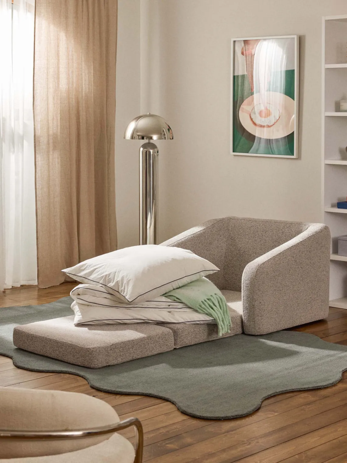 Hot Sillón cama en tejido bouclé Eliot Sillones Cama|Sillones
