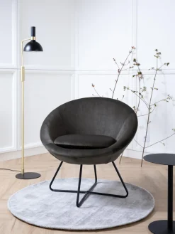 Sillones Pequeños|Sillones> Sillón cóctel de terciopelo Center Terciopelo gris oscuro
