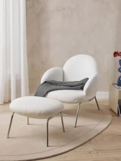 Best Sillón cóctel en tejido bouclé con patas de metal Luan Sillones Pequeños|Sillones