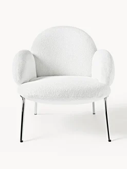 Best Sillón cóctel en tejido bouclé con patas de metal Luan Sillones Pequeños|Sillones