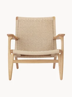 Sillones Pequeños|Sillones>Carl Hansen & Søn Sillón con asiento y respaldo tejidos a mano CH25 Madera de roble barnizada, beige claro