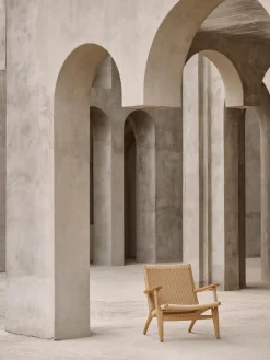 Sillones Pequeños|Sillones>Carl Hansen & Søn Sillón con asiento y respaldo tejidos a mano CH25 Madera de roble barnizada, beige claro