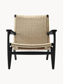 Sillones Pequeños|Sillones>Carl Hansen & Søn Sillón con asiento y respaldo tejidos a mano CH25 Madera de roble pintada en negro, beige claro