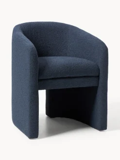 Sillas Con Reposabrazos|Sillas>Westwing Collection Sillón con reposabrazos en tejido bouclé Mairo Bouclé gris azulado