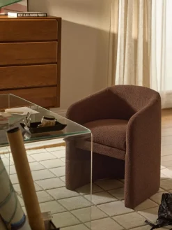 Sale Sillón con reposabrazos en tejido bouclé Mairo Sillas Con Reposabrazos|Sillas