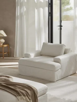 Butacas|Sillones>Westwing Collection Sillón con tapizado desenfundable Russell Tejido blanco Off White jaspeado