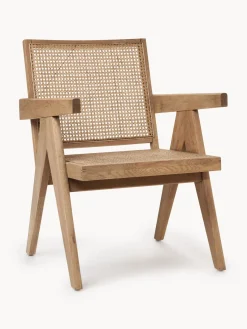 Sillones Pequeños|Sillones>Westwing Collection Sillón con tejido vienés Sissi Madera de roble clara, beige claro