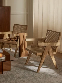 Sillones Pequeños|Sillones>Westwing Collection Sillón con tejido vienés Sissi Madera de roble clara, beige claro