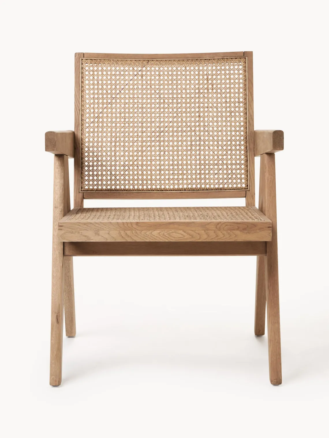 Sillones Pequeños|Sillones>Westwing Collection Sillón con tejido vienés Sissi Madera de roble clara, beige claro