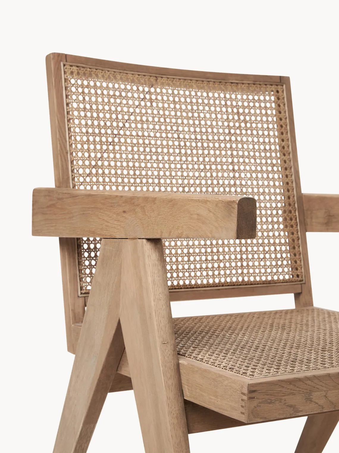 Sillones Pequeños|Sillones>Westwing Collection Sillón con tejido vienés Sissi Madera de roble clara, beige claro