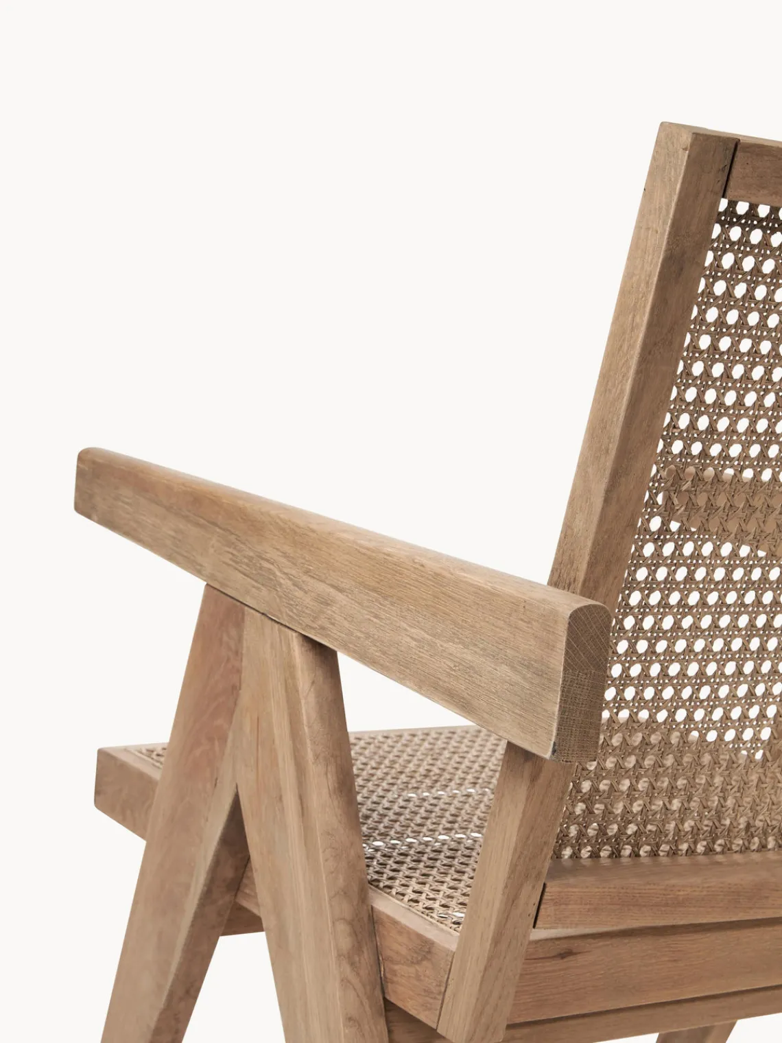 Sillones Pequeños|Sillones>Westwing Collection Sillón con tejido vienés Sissi Madera de roble clara, beige claro