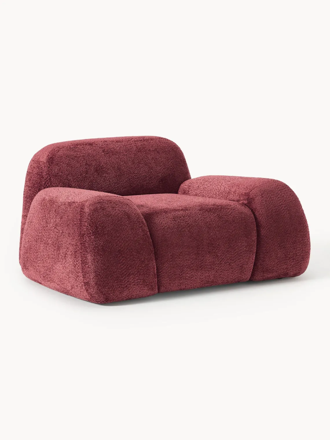 Sillones Pequeños|Sillones>Westwing Collection Sillón de borreguillo bouclé Wolke Borreguillo bouclé rojo vino