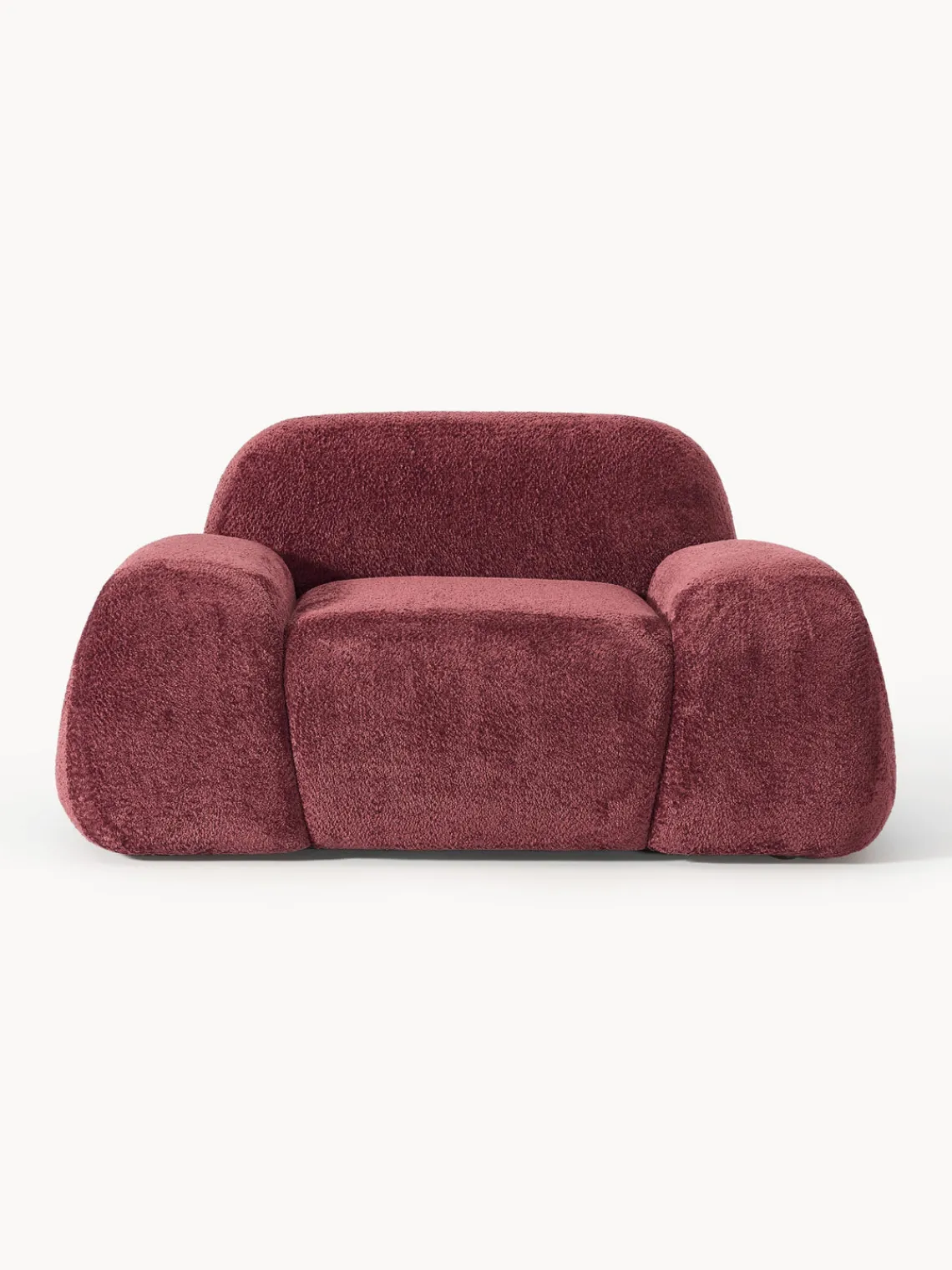 Sillones Pequeños|Sillones>Westwing Collection Sillón de borreguillo bouclé Wolke Borreguillo bouclé rojo vino
