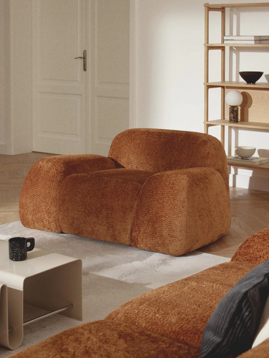 Sillones Pequeños|Sillones>Westwing Collection Sillón de borreguillo bouclé Wolke Borreguillo bouclé terracota