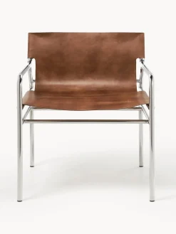 Sillones Pequeños|Sillones></noscript>Westwing Collection Sillón de cuero Dion Cuero marrón brillante, plateado