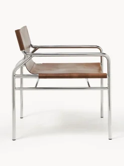 Sillones Pequeños|Sillones></noscript>Westwing Collection Sillón de cuero Dion Cuero marrón brillante, plateado