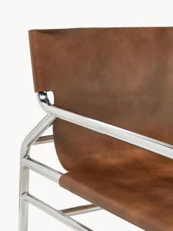 Sillones Pequeños|Sillones></noscript>Westwing Collection Sillón de cuero Dion Cuero marrón brillante, plateado