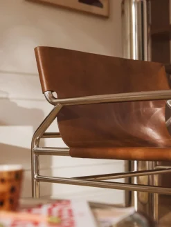 Sillones Pequeños|Sillones></noscript>Westwing Collection Sillón de cuero Dion Cuero marrón brillante, plateado