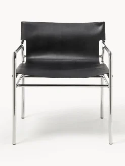 Sillones Pequeños|Sillones></noscript>Westwing Collection Sillón de cuero Dion Cuero negro brillante, plateado