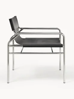 Sillones Pequeños|Sillones></noscript>Westwing Collection Sillón de cuero Dion Cuero negro brillante, plateado