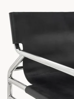 Sillones Pequeños|Sillones></noscript>Westwing Collection Sillón de cuero Dion Cuero negro brillante, plateado