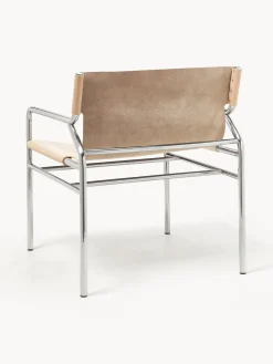 Sillones Pequeños|Sillones></noscript>Westwing Collection Sillón de cuero Dion Cuero beige claro brillante, plateado