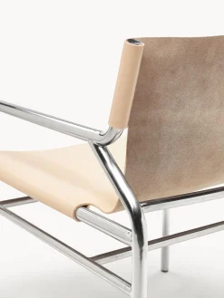 Sillones Pequeños|Sillones></noscript>Westwing Collection Sillón de cuero Dion Cuero beige claro brillante, plateado