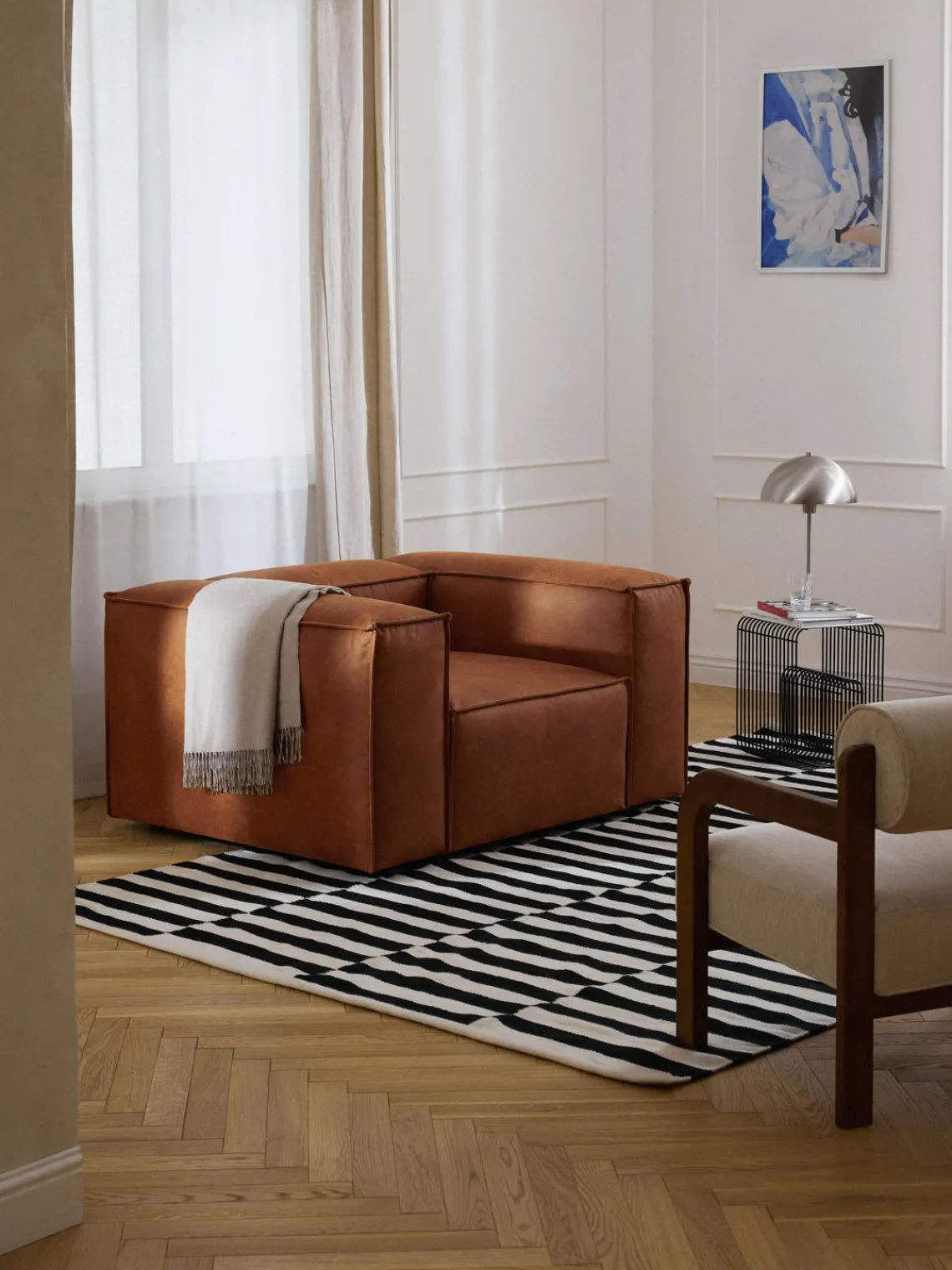 Butacas|Sillones>Westwing Collection Sillón de cuero reciclado Lennon Cuero marrón