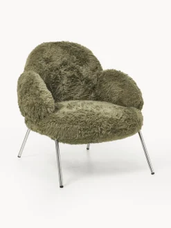 Hot Sillón de cuero sintética con patas de metal Luan Sillones Pequeños|Sillones