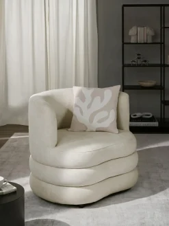 Butacas|Sillones>Westwing Collection Sillón de diseño Solomon Mezcla de lino blanco crema