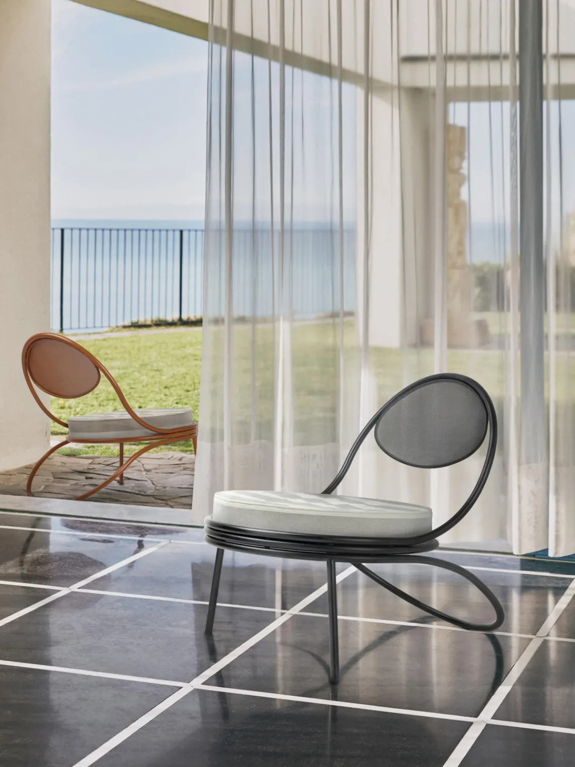 Sillones De Jardín|Sillones De JardíN>GUBI Sillón de jardín Copacabana Tejido blanco, gris claro, negro