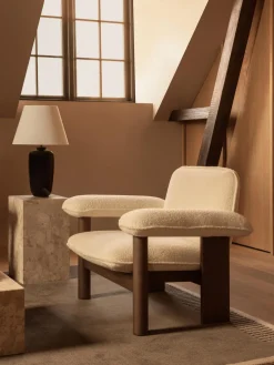 Sale Sillón de lana y madera de roble Brasilia Sillones Pequeños|Sillones