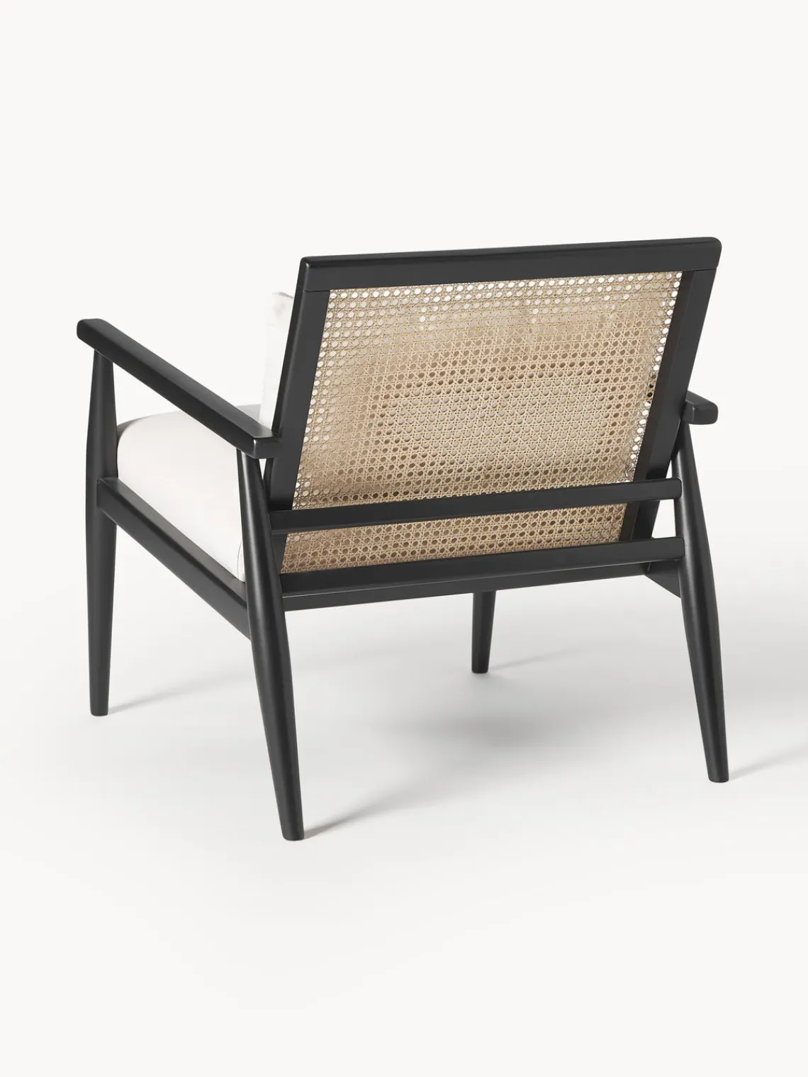 Sillones Pequeños|Sillones>Westwing Collection Sillón de madera de abedul maciza Manuell Tejido fino blanco Off White, negro