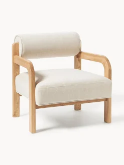 Sillones Pequeños|Sillones>Westwing Collection Sillón de madera de fresno Raymond Tejido beige, madera de fresno lacada