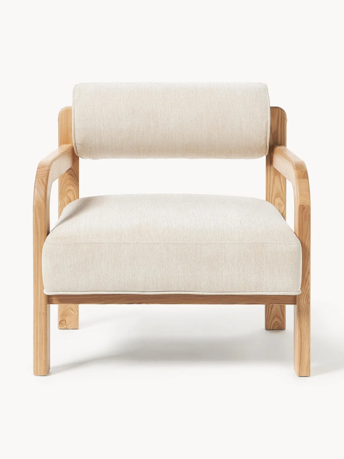 Sillones Pequeños|Sillones>Westwing Collection Sillón de madera de fresno Raymond Tejido beige, madera de fresno lacada