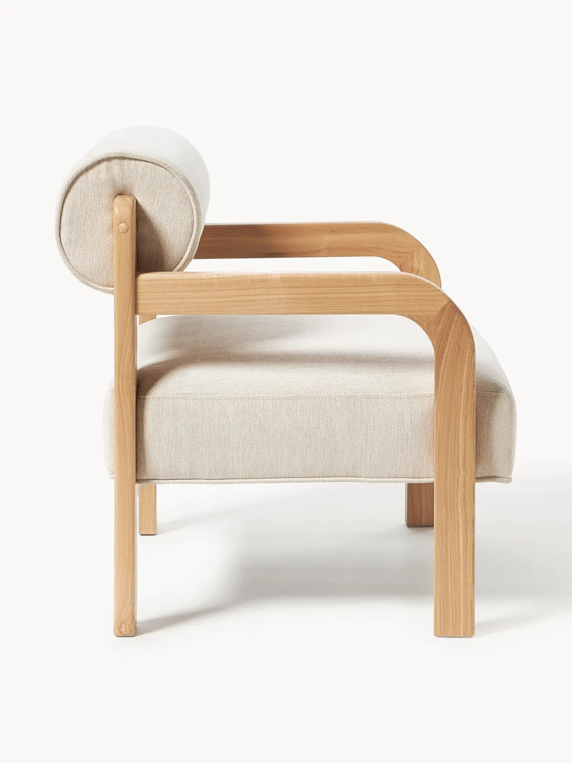 Sillones Pequeños|Sillones>Westwing Collection Sillón de madera de fresno Raymond Tejido beige, madera de fresno lacada